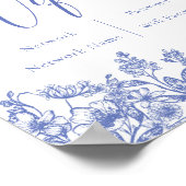 水彩花ボタニカルブルーフローラWifiサイン ポスター (角)