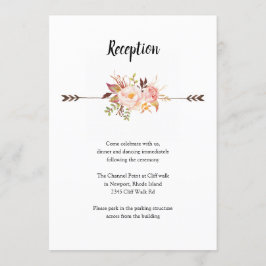 水彩花ボヘミアンウェディングレセプションカード 招待状