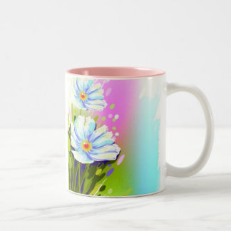 水彩花マグカップ ツートーンマグカップ