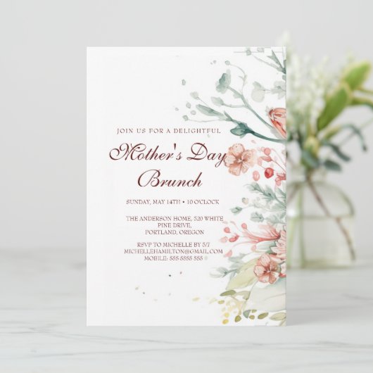 水彩花マザーズデイブランチ招待状 招待状 (スタンド正面)