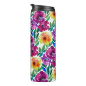 水彩花マルーンと黄色 タンブラー (回転右)