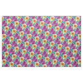 水彩花マルーンと黄色 ファブリック (ヤード)