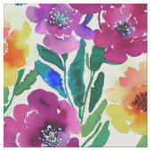 水彩花マルーンと黄色 ファブリック (クローズアップ)