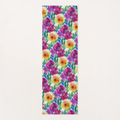 水彩花マルーンと黄色 ヨガマット (正面)