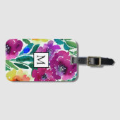 水彩花マルーンと黄色 ラゲッジタグ (正面横)