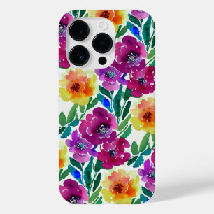 水彩花マルーンと黄色 Case-Mate iPhone 14 PROケース
