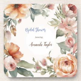 水彩花ミニマルブライダルシャワー コースター