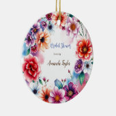 水彩花ミニマルブライダルシャワー セラミックオーナメント (右)