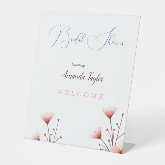水彩花ミニマルブライダルシャワー 台座サイン (正面)