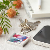 水彩花モダンフローラデザイン キーホルダー (側面)