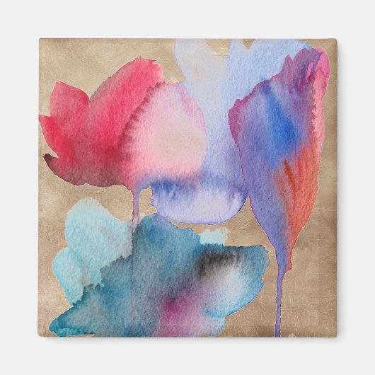 水彩花モダンフローラデザイン マグネット (正面)