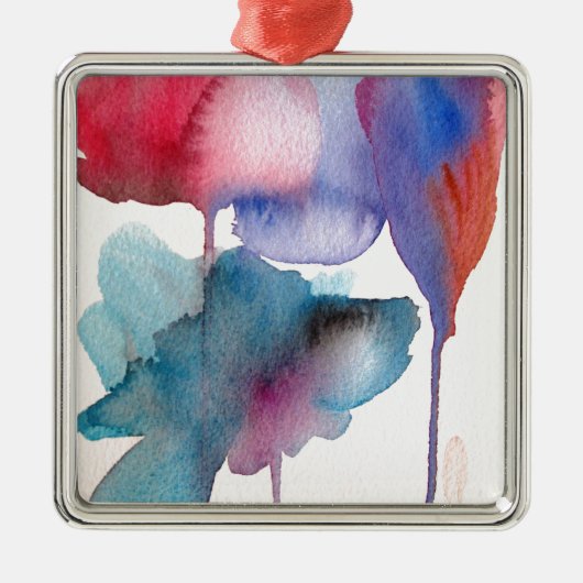 水彩花モダンフローラデザイン メタルオーナメント (正面)