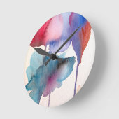水彩花モダンフローラデザイン ラウンド壁時計 (傾斜)