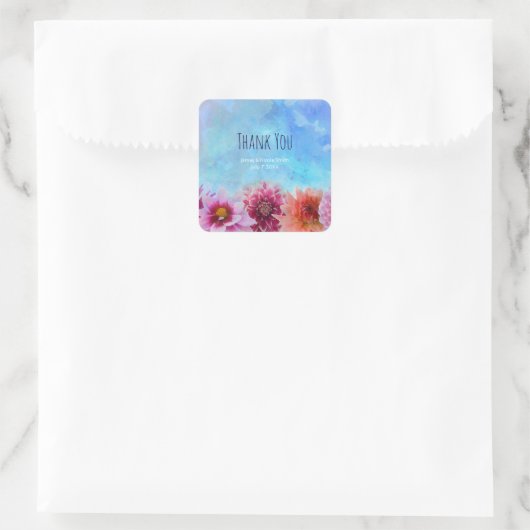 水彩花モダンフローラブライダルシャワー スクエアシール (バッグ)