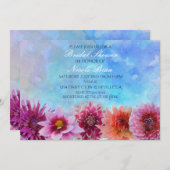 水彩花モダンフローラブライダルシャワー 招待状 (正面/裏面)