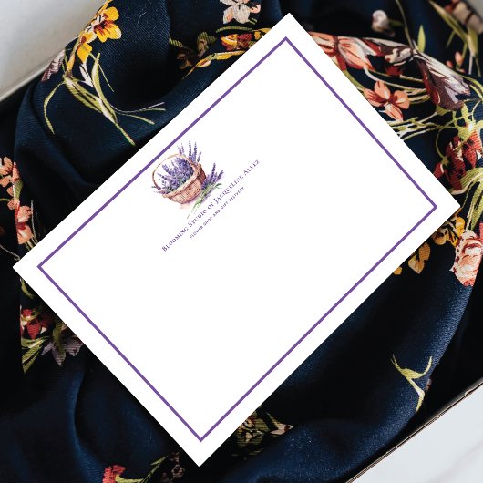 水彩花モダン店ラベンダー ノートカード