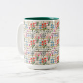 水彩花モダン模様 ツートーンマグカップ (正面左)