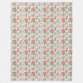 水彩花モダン模様 フリースブランケット (正面)