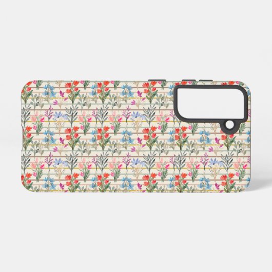 水彩花モダン模様 SAMSUNG GALAXYケース (裏面横)