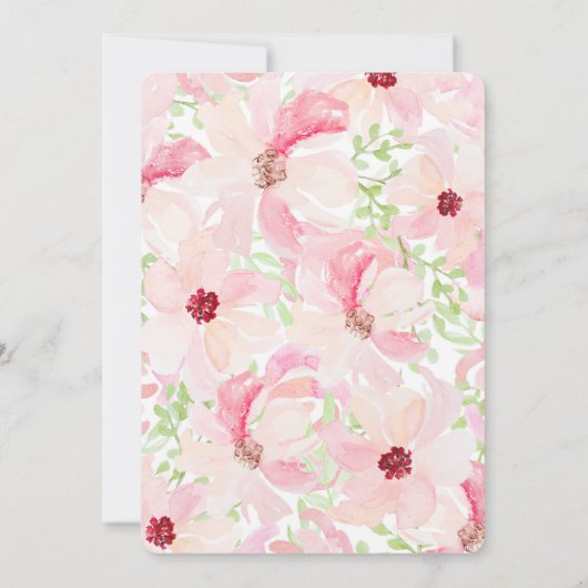 水彩花モダン結婚式招待状 招待状 (裏面)