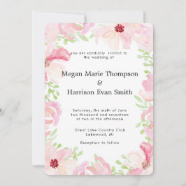 水彩花モダン結婚式招待状 招待状