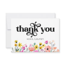 水彩花モダン タイポグラフィ フラット サンクス