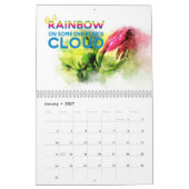 水彩花モチベーション付き引用文カレンダー カレンダー (1月 2027)