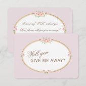 水彩花モチーフのゴールドフレーム「私をあなたに捧げます」 招待状 (正面/裏面)