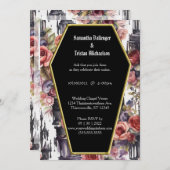 水彩花モチーフの棺型 現代ゴシックウェディング 招待状 (正面/裏面)