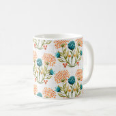 水彩花モチーフの背景。手絵を描E コーヒーマグカップ (正面右)