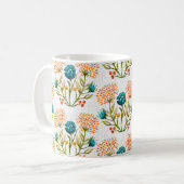 水彩花モチーフの背景。手絵を描E コーヒーマグカップ (正面左)