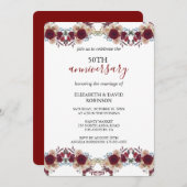 水彩花モチーフ 50周年結婚記念日 招待状 (正面/裏面)