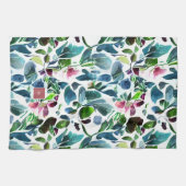 水彩花モノグラムの植物学 キッチンタオル (横)