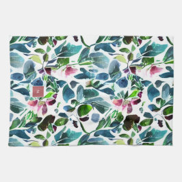 水彩花モノグラムの植物学 キッチンタオル