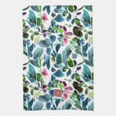 水彩花モノグラムの植物学 キッチンタオル (縦)