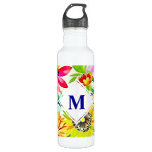 水彩花モノグラムの