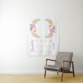 水彩花モノグラムベビーマイルストーン写真 タペストリー (インサイチュ)