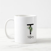 水彩花モノグラム退職コーヒーマグ コーヒーマグカップ (左)