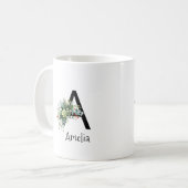 水彩花モノグラム退職コーヒーマグ コーヒーマグカップ (正面左)