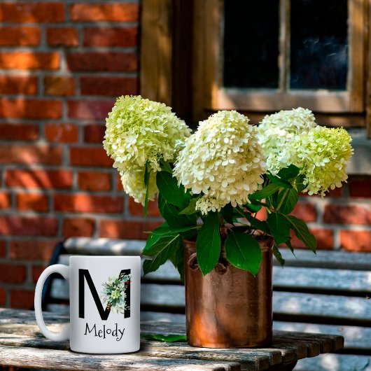 水彩花モノグラム退職コーヒーマグ コーヒーマグカップ