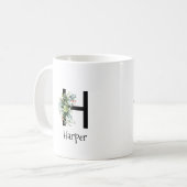 水彩花モノグラム退職コーヒーマグ コーヒーマグカップ (正面左)