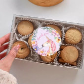 水彩花ユニコーン女の子ありがとう ラウンドシール