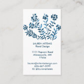 水彩花ユニーク植物性モダンフローラ 名刺 (裏面)