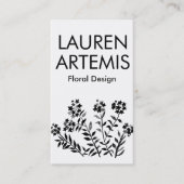 水彩花ユニーク植物性モダンフローラ 名刺 (正面)