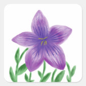 水彩花ラベンダー スクエアシール (正面)