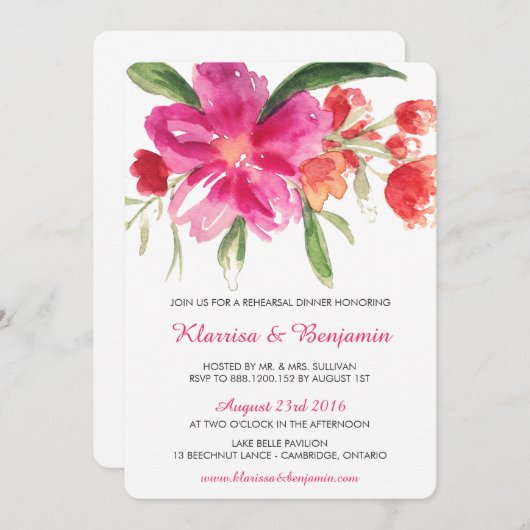 水彩花リハーサルディナー招待状 招待状 (正面/裏面)