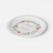 水彩花リースかわいい結婚の ペーパープレート (アングル)