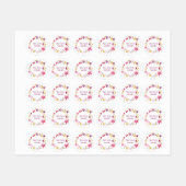 水彩花リース名前をカスタムする ラベル (シート)