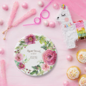 水彩花リース牡丹バラブライダルシャワー ペーパープレート (パーティー)