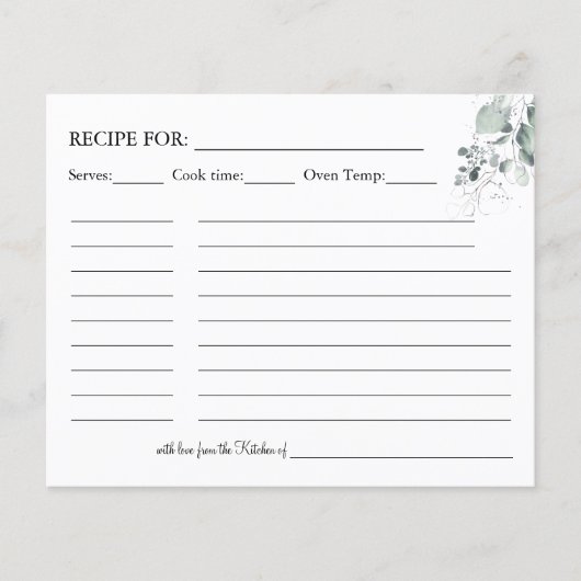 水彩花レシピカード チラシ (正面)